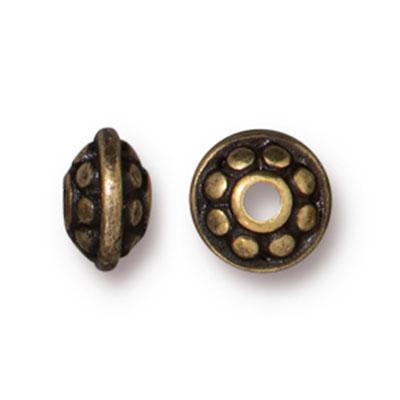 7x4mm Brass Oxide Dotted Spacer Bead by TierraCast - Goody Beads