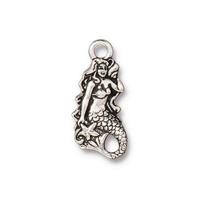 23mm Antique Silver Mermaid Charm by TierraCast - Goody Beads