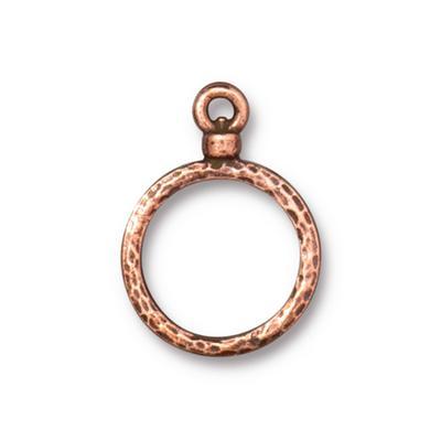 15mm Antique Copper Stitch Around Hammertone Hoop Charm by Tierracast - Goody Beads