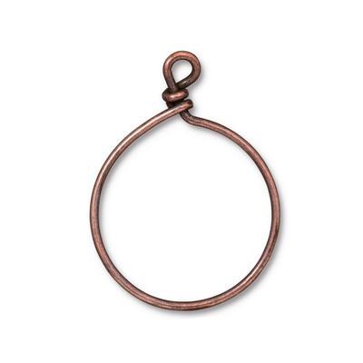 32mm Antique Copper Plated Brass Medium Wire Hoop by TierraCast - Goody Beads