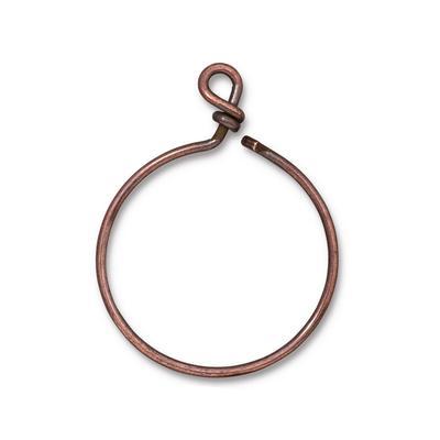 32mm Antique Copper Plated Brass Medium Wire Hoop by TierraCast - Goody Beads