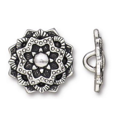 16.5mm Antique Silver Mandala Button by TierraCast - Goody Beads