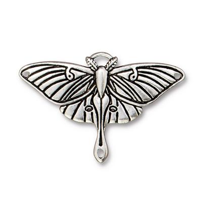 39x22mm Antique Silver Luna Moth Pendant Link by TierraCast - Goody Beads