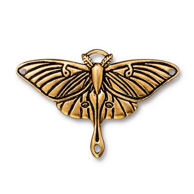 39x22mm Antique Gold Luna Moth Pendant Link by TierraCast - Goody Beads