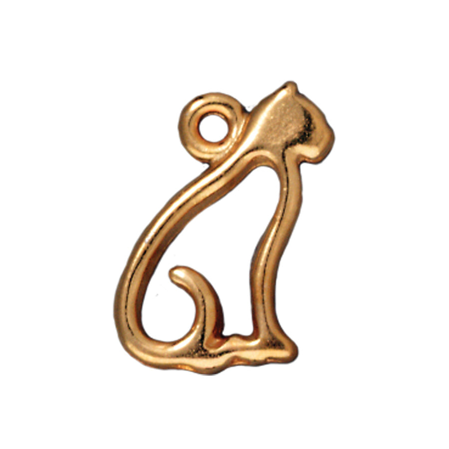 15mm Gold Plated Open Cat Charm by TierraCast - Goody Beads