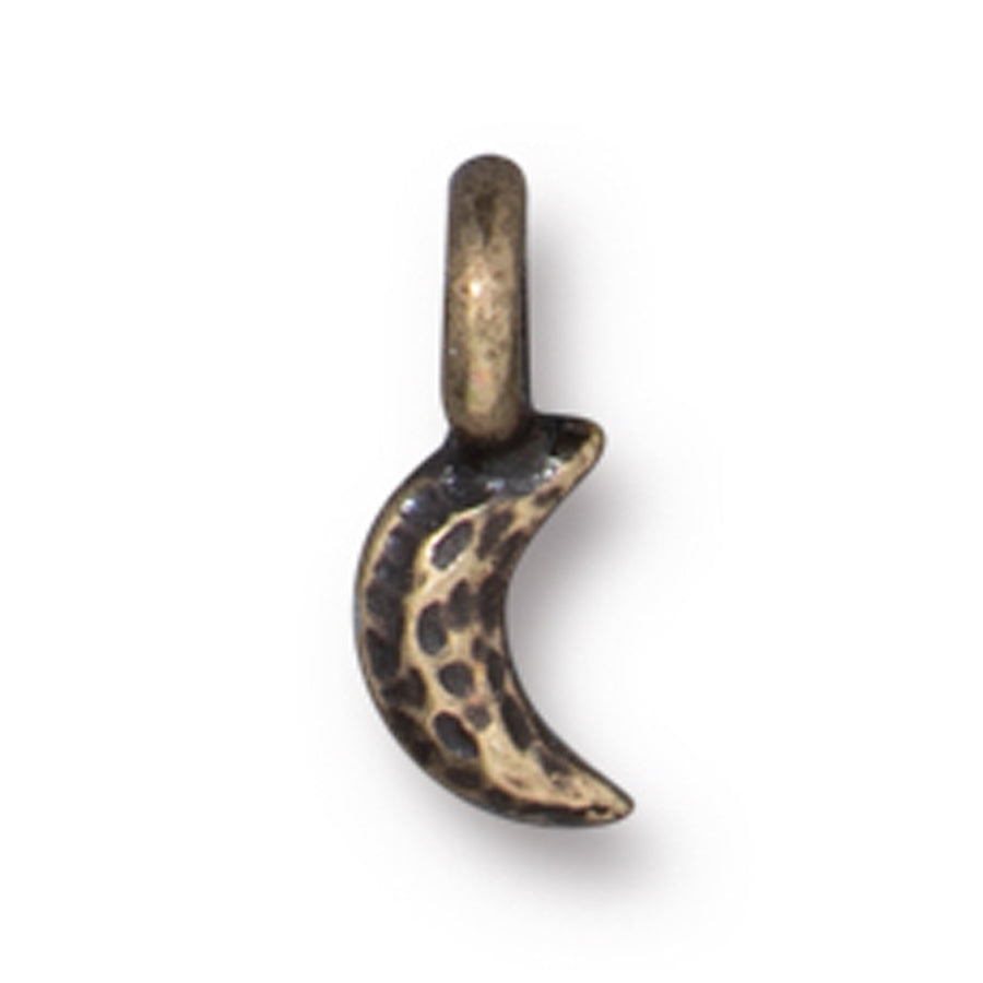 10mm Brass Oxide Crescent Moon Charm By TierraCast - Goody Beads