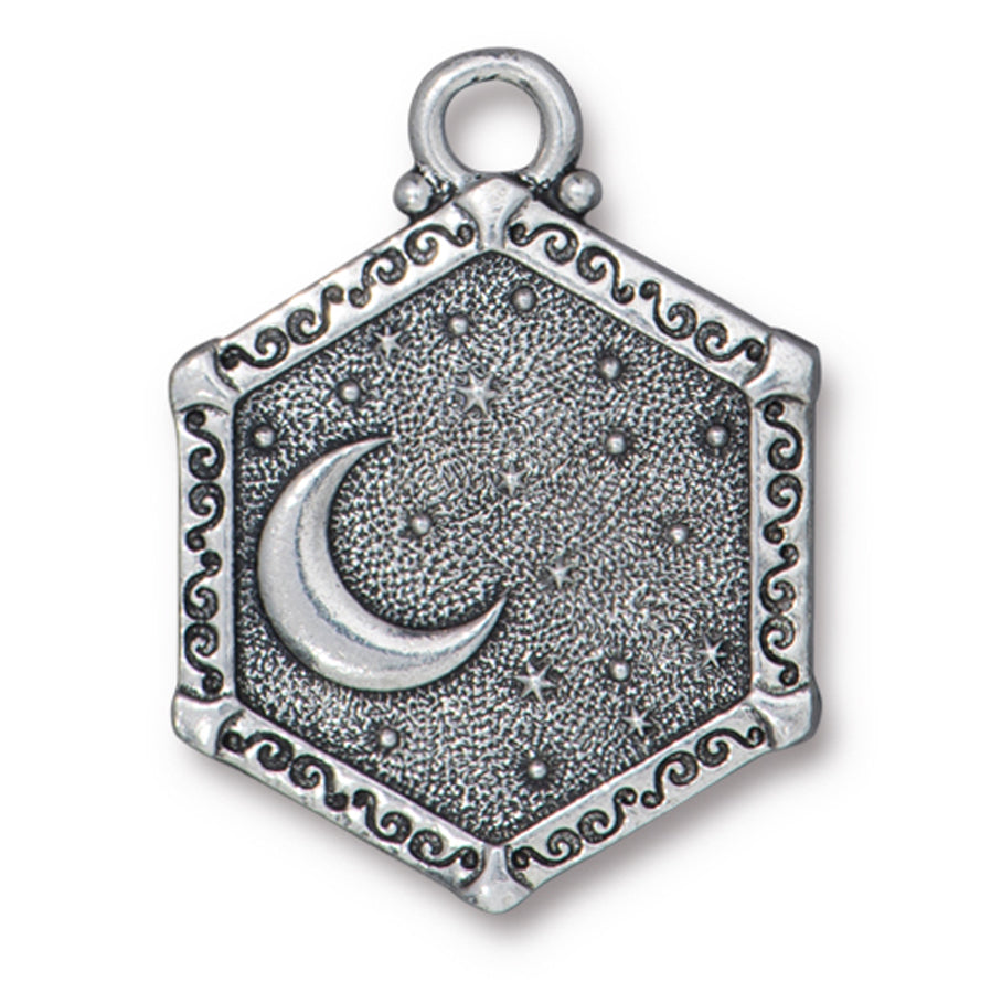 28mm Antique Silver Plated Sun & Moon Two-Sided Pendant By TierraCast - Goody Beads