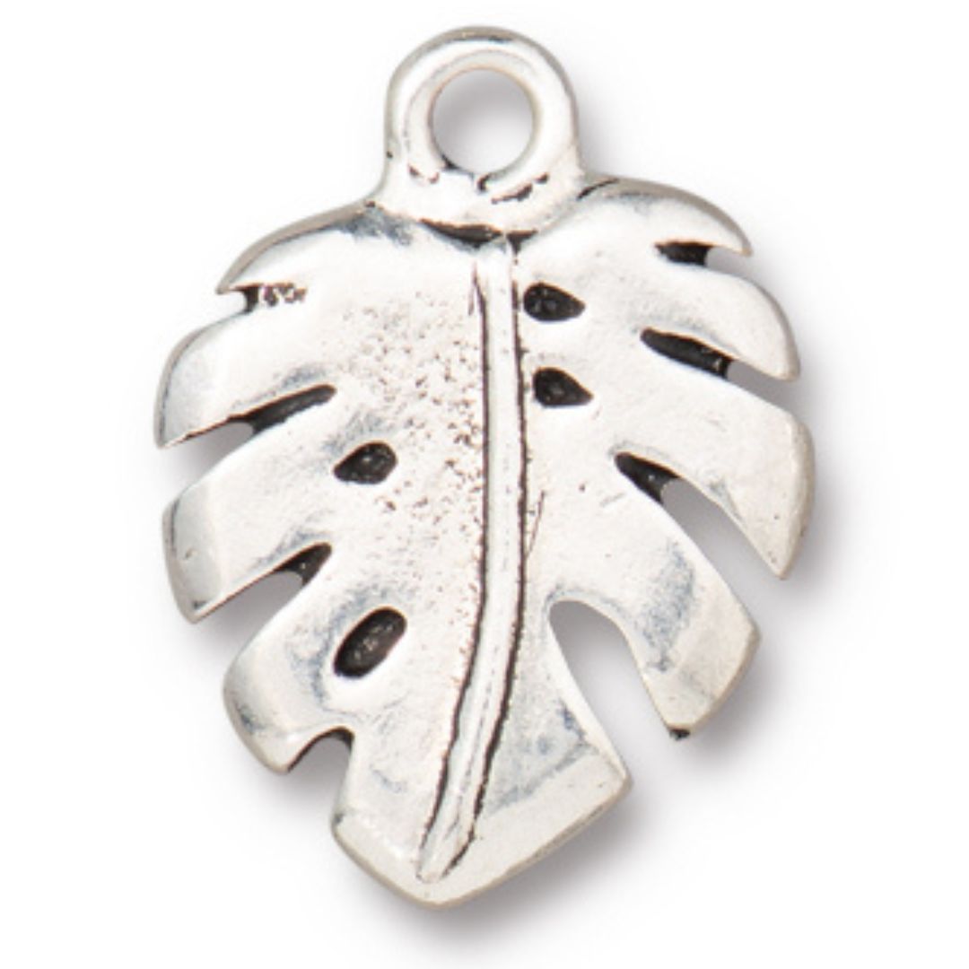 19mm Antique Silver Monstera Charm By TierraCast - Goody Beads