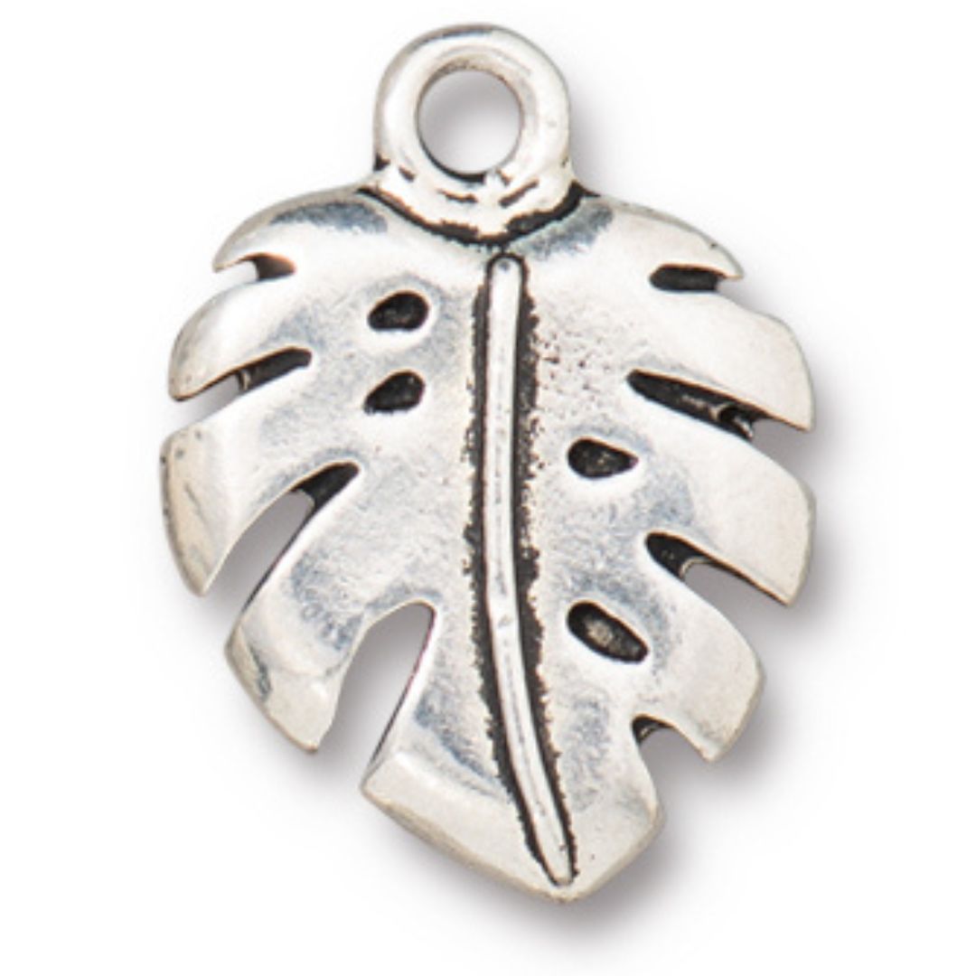 19mm Antique Silver Monstera Charm By TierraCast - Goody Beads