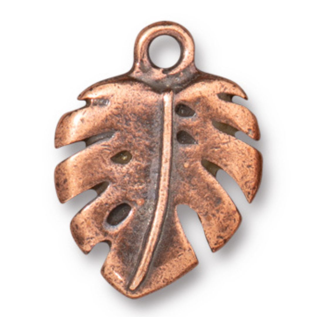 19mm Antique Copper Monstera Charm By TierraCast - Goody Beads