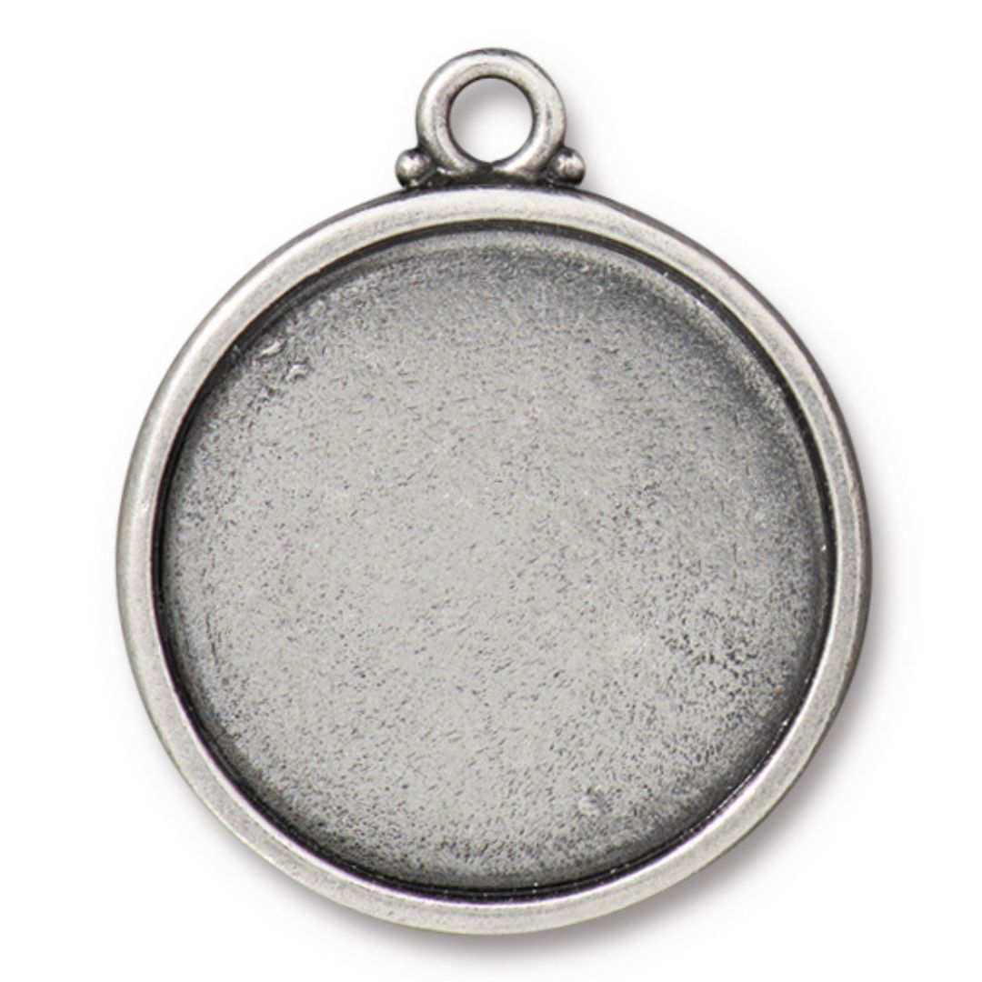 33mm Antique Pewter Poppy Bezel Pendant By TierraCast - Goody Beads