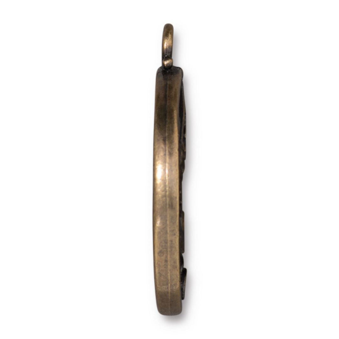 33mm Brass Oxide Poppy Bezel Pendant By TierraCast - Goody Beads
