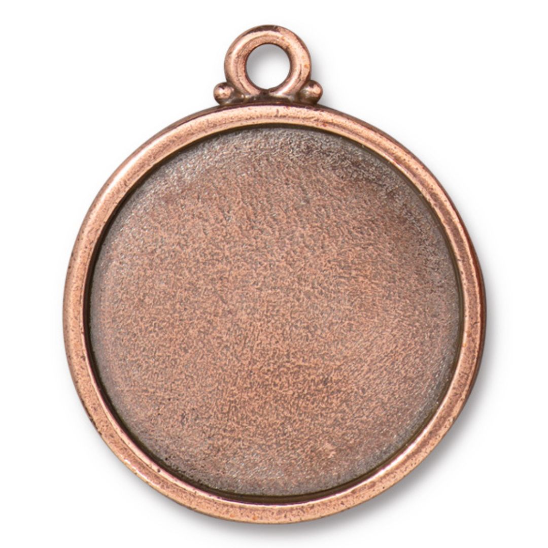 33mm Antique Copper Poppy Bezel Pendant By TierraCast - Goody Beads