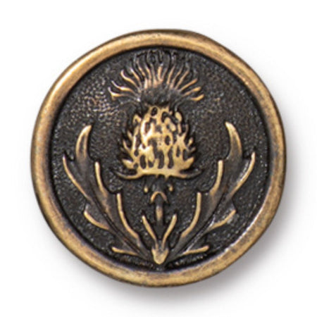 14.5mm Brass Oxide Thistle Shank Button By TierraCast - Goody Beads