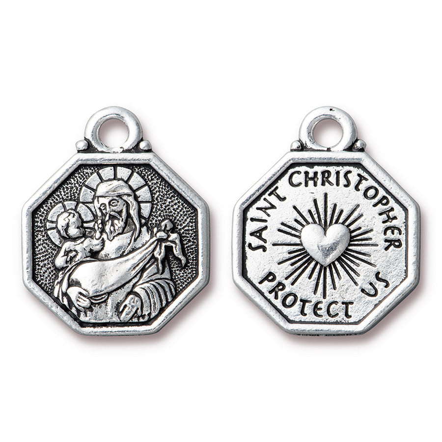 24mm St. Christopher Charm by TierraCast - Antique Silver