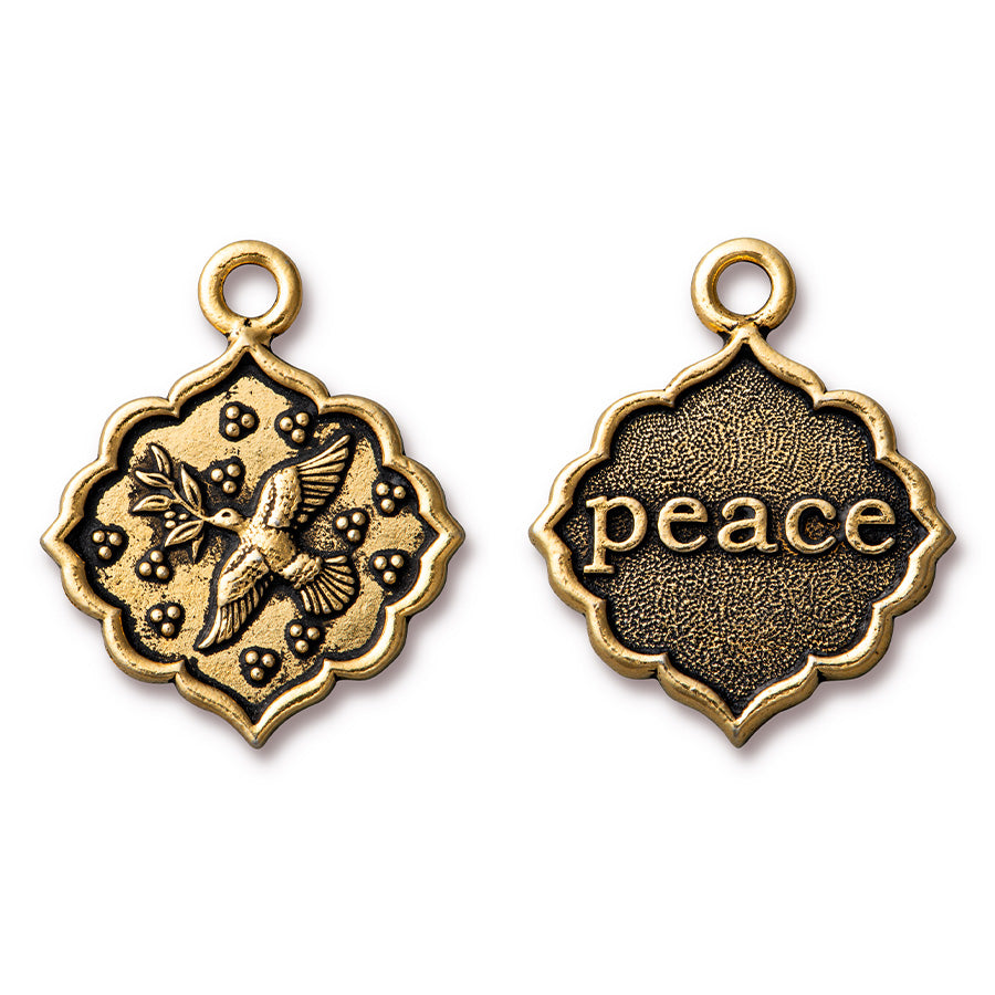 29mm Peace Dove Pendant by TierraCast - Antique Gold