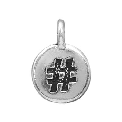 16.6mm Antique Silver Hashtag Pewter Charm by TierraCast - Goody Beads