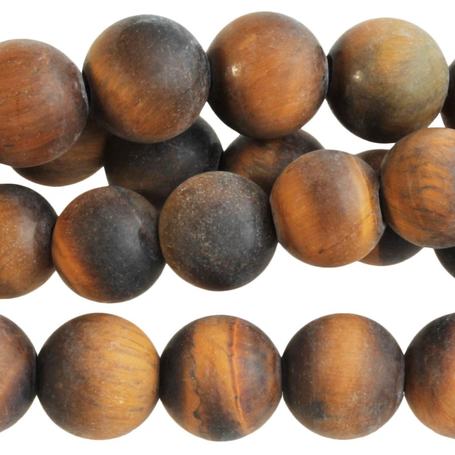 MATTE Tiger Eye 10mm Large Hole Round 8-Inch