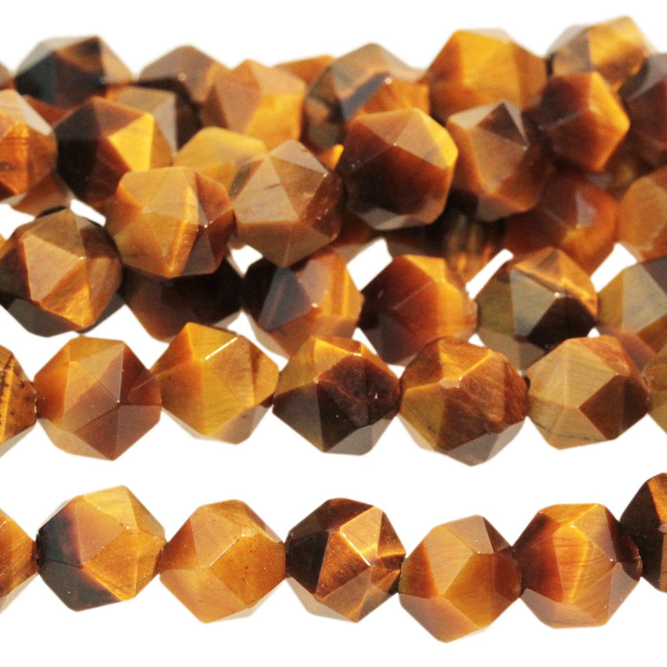 Tiger Eye 6mm Star Cut Round 15-16 Inch