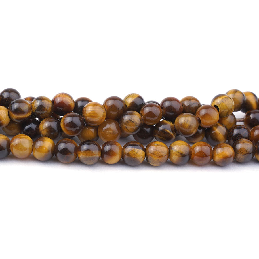 Tiger Eye Yellow 6mm Round - Large Hole Beads - Goody Beads