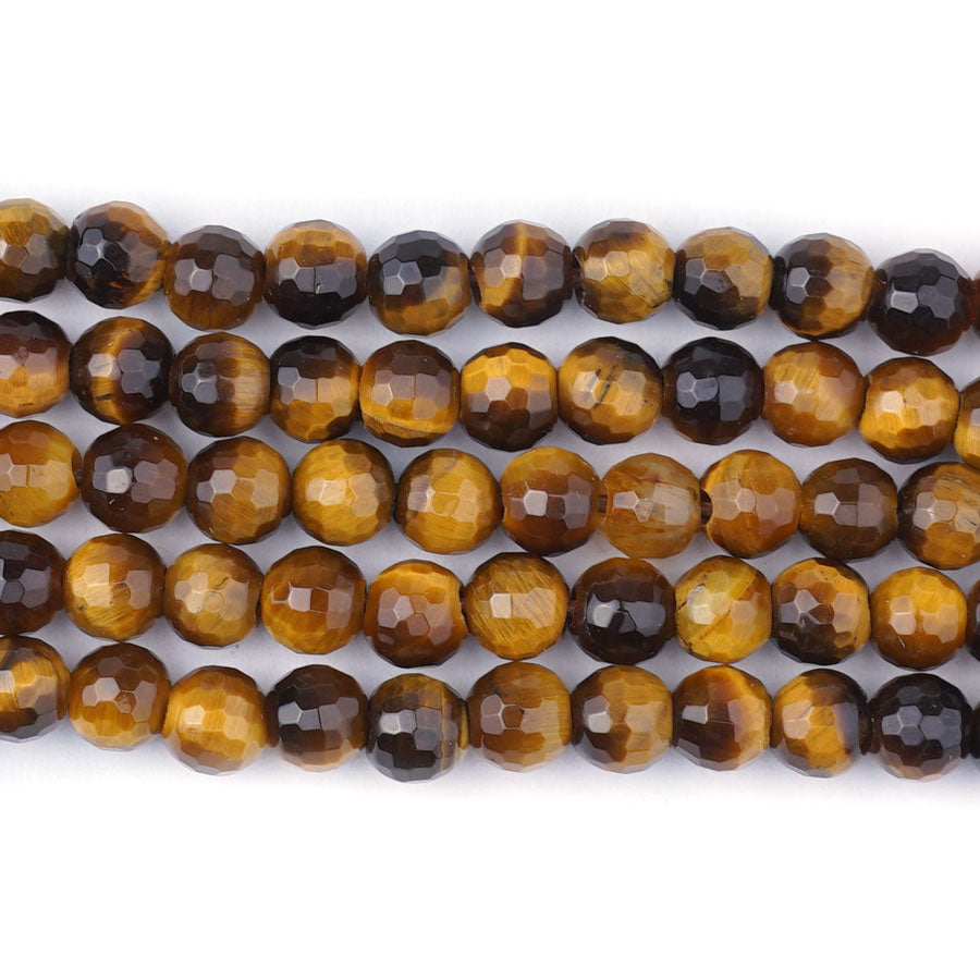 Tiger Eye Yellow 6mm Round Faceted - Large Hole Beads - Goody Beads