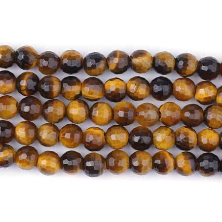 Tiger Eye Yellow 6mm Round Faceted - Large Hole Beads - Goody Beads