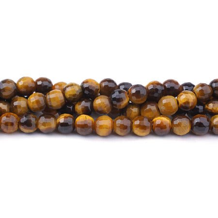 Tiger Eye Yellow 6mm Round Faceted - Large Hole Beads - Goody Beads