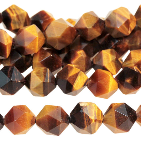 Tiger Eye 8mm Star Cut Round 15-16 Inch