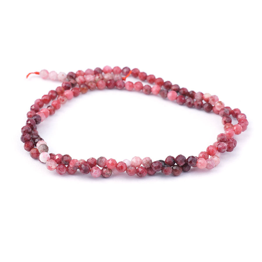 Thulite 3mm Faceted Round Banded - 15-16 Inch - Goody Beads