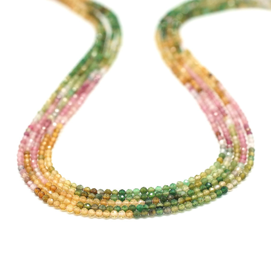 Tourmaline Faceted, Banded 2mm Round - 15-16 Inch - Goody Beads