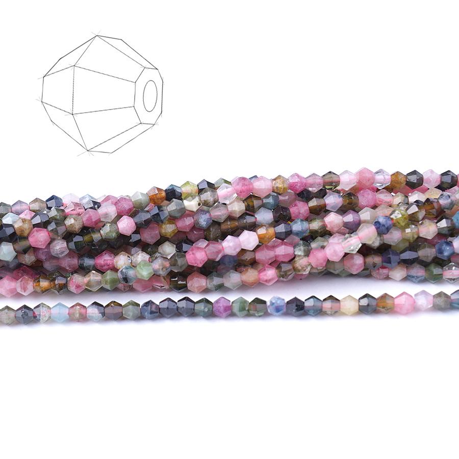 Tourmaline 3mm Diamond Cut Bicone 15-16 Inch