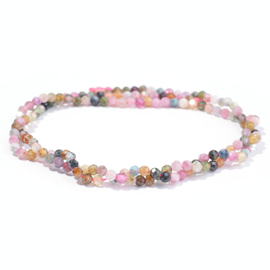 Multi Tourmaline 3mm Round Faceted- 15-16 Inch - Goody Beads