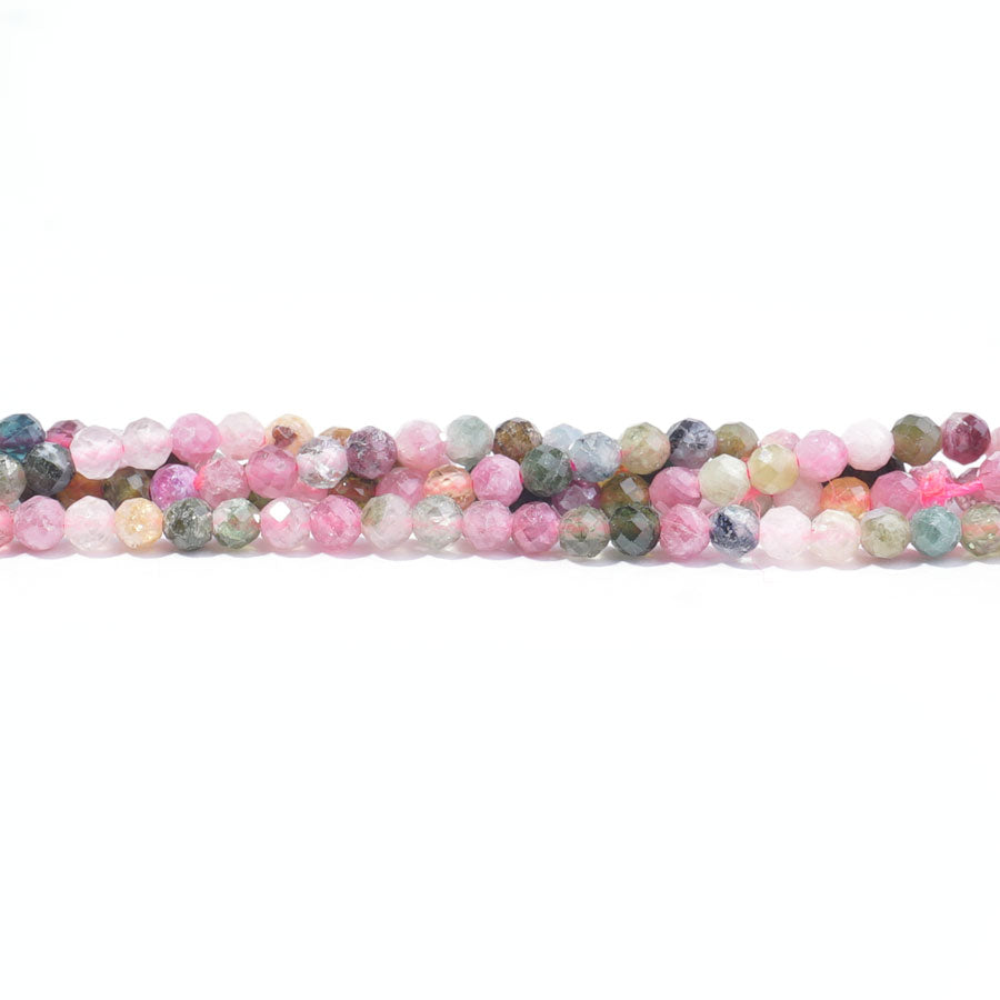 Multi Tourmaline 3mm Round Faceted- 15-16 Inch - Goody Beads