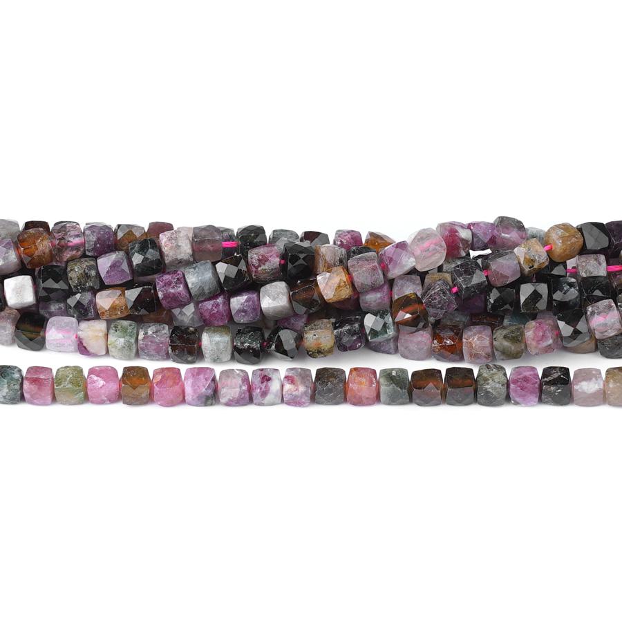 Multi Tourmaline Faceted 4-5mm Cube - 15-16 Inch