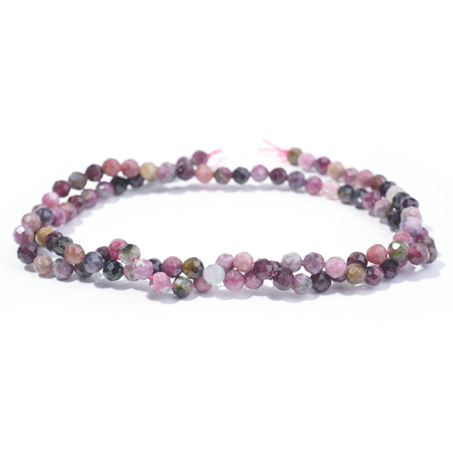 Multi Tourmaline 4mm Round Faceted- 15-16 Inch - Goody Beads
