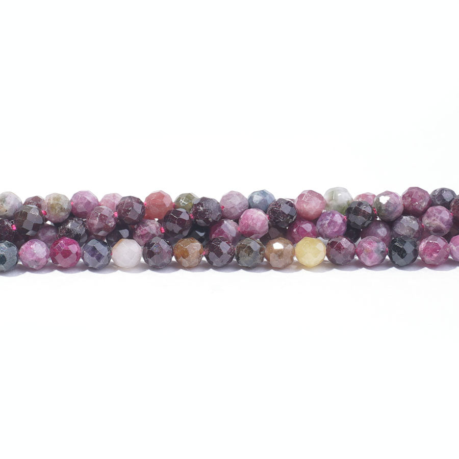 Multi Tourmaline 4mm Round Faceted- 15-16 Inch - Goody Beads