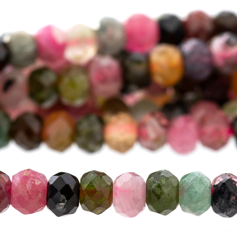 Multi Tourmaline 4mm Rondelle Faceted - 15-16 Inch - Goody Beads