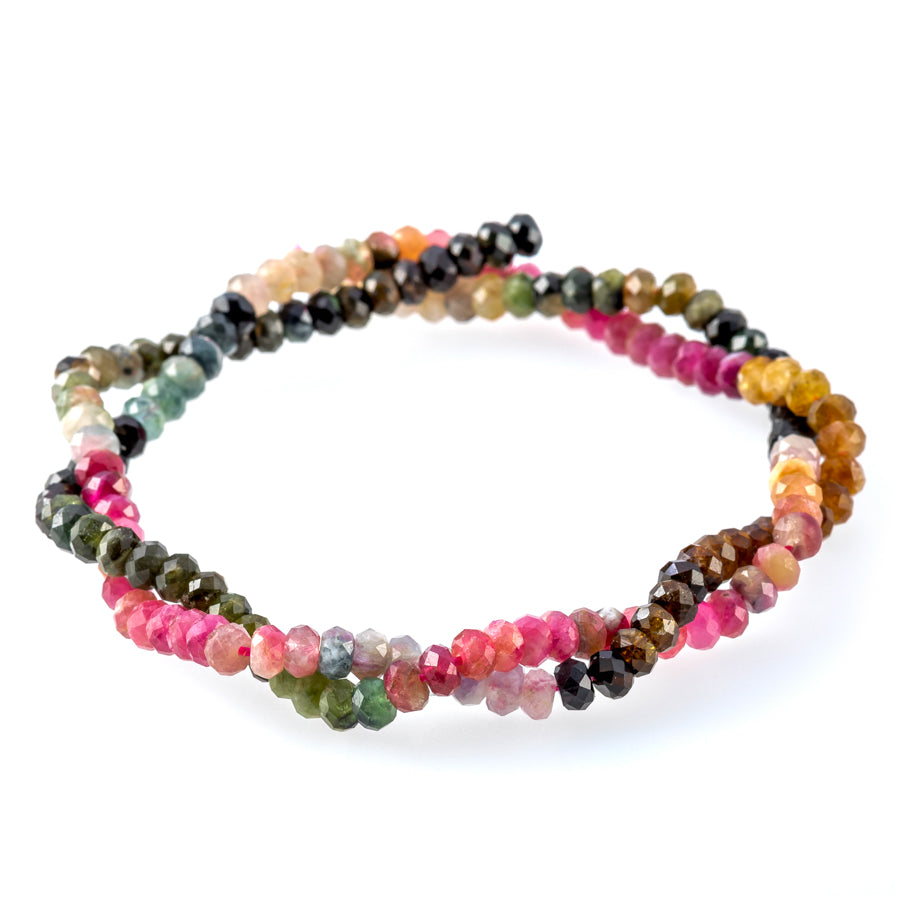 Multi Tourmaline 4mm Rondelle Faceted Banded- 15-16 Inch