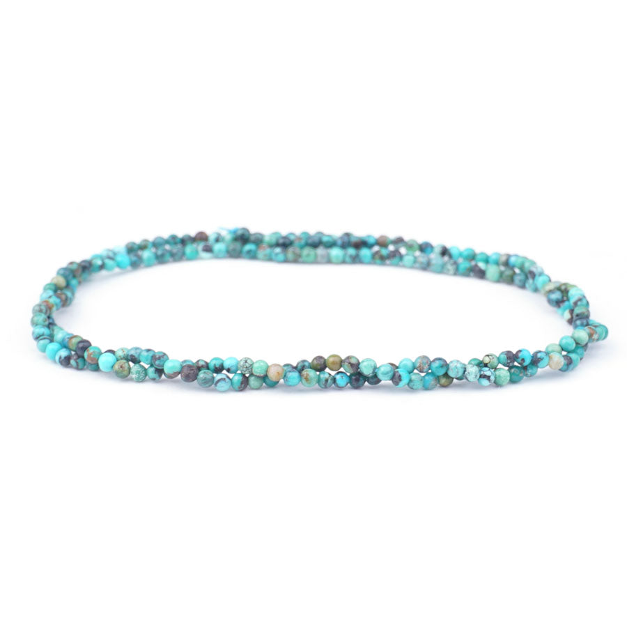 Hubei Turquoise 2mm Blue Matrix Round A Grade - 15-16 Inch - Goody Beads
