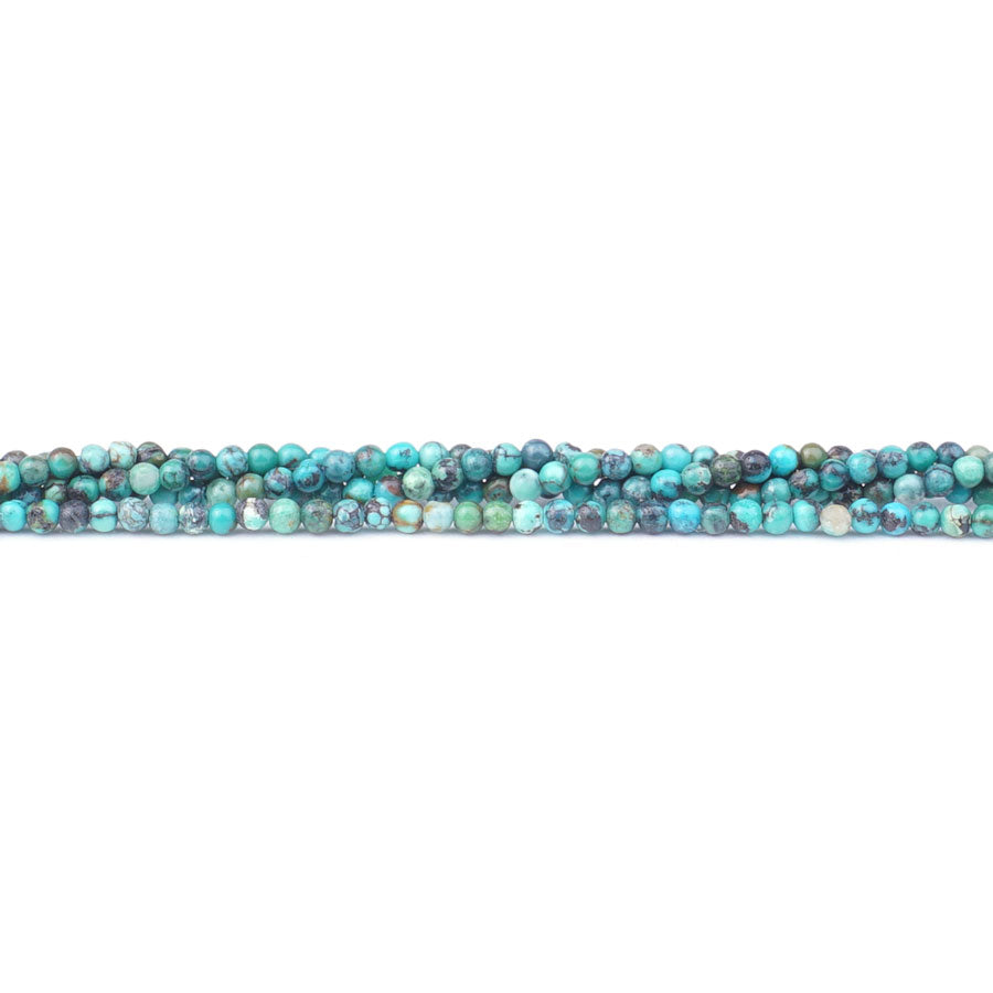 Hubei Turquoise 2mm Blue Matrix Round A Grade - 15-16 Inch - Goody Beads