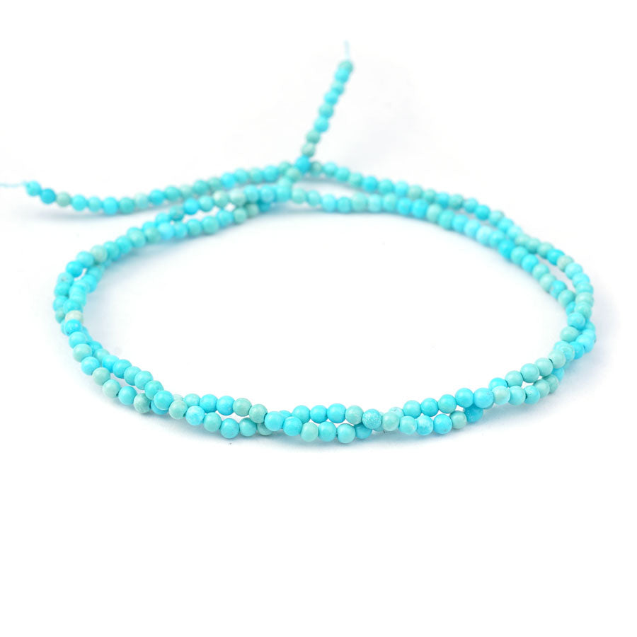 Hubei Turquoise 2mm Round AAA Grade - 15-16 Inch - Goody Beads