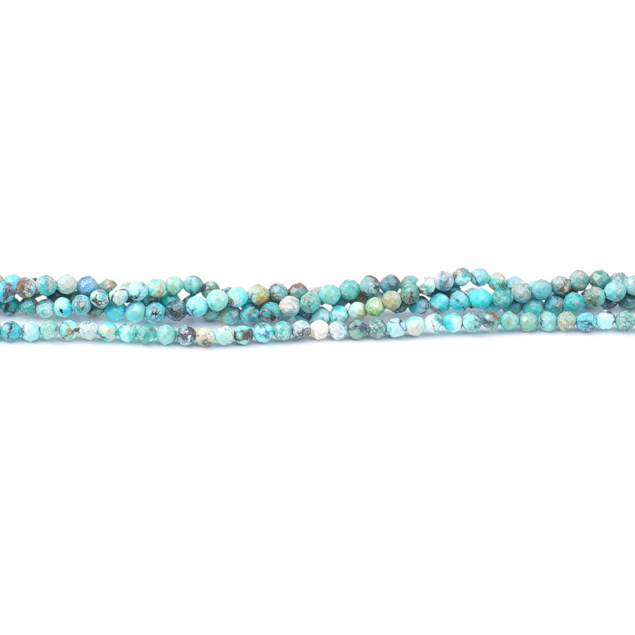 Hubei Turquoise Natural Light Blue 2mm Round Faceted A Grade - 15-16 Inch - Goody Beads