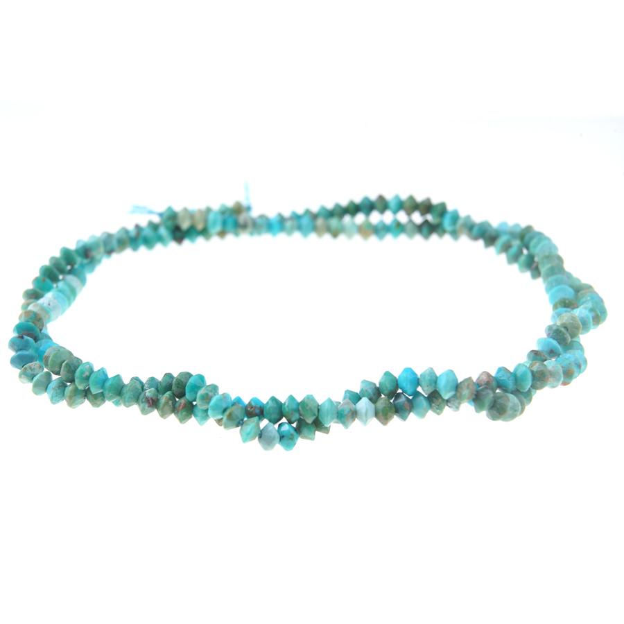 Turquoise Diamond Cut, Faceted 2x3mm Saucer - 15-16 Inch