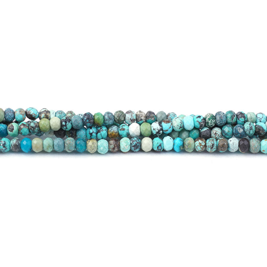 Turquoise 3x4mm Diamond Cut Rondelle Blue Matrix - Limited Editions - Goody Beads