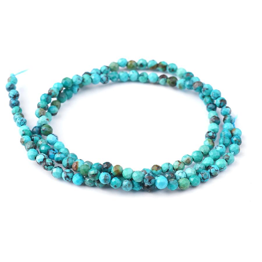 Turquoise Diamond Cut 3mm Round - 15-16 Inch