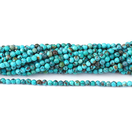 Turquoise Diamond Cut 3mm Round - 15-16 Inch