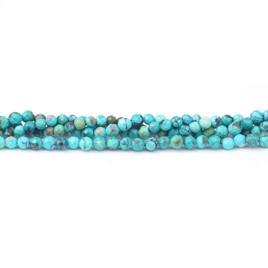 Hubei Turquoise 3mm Microfaceted Round Blue Green Matrix - Limited Editions - Goody Beads