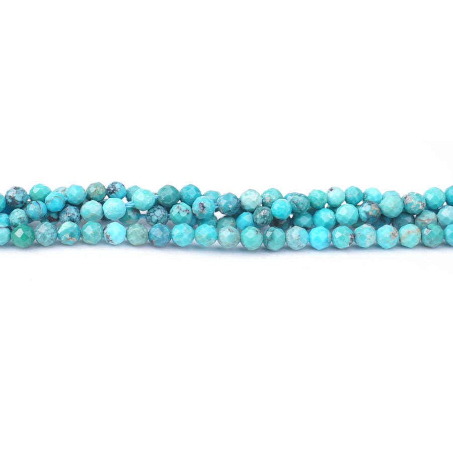 Hubei Turquoise 3mm Microfaceted Round Blue AA Grade - Limited Editions - Goody Beads