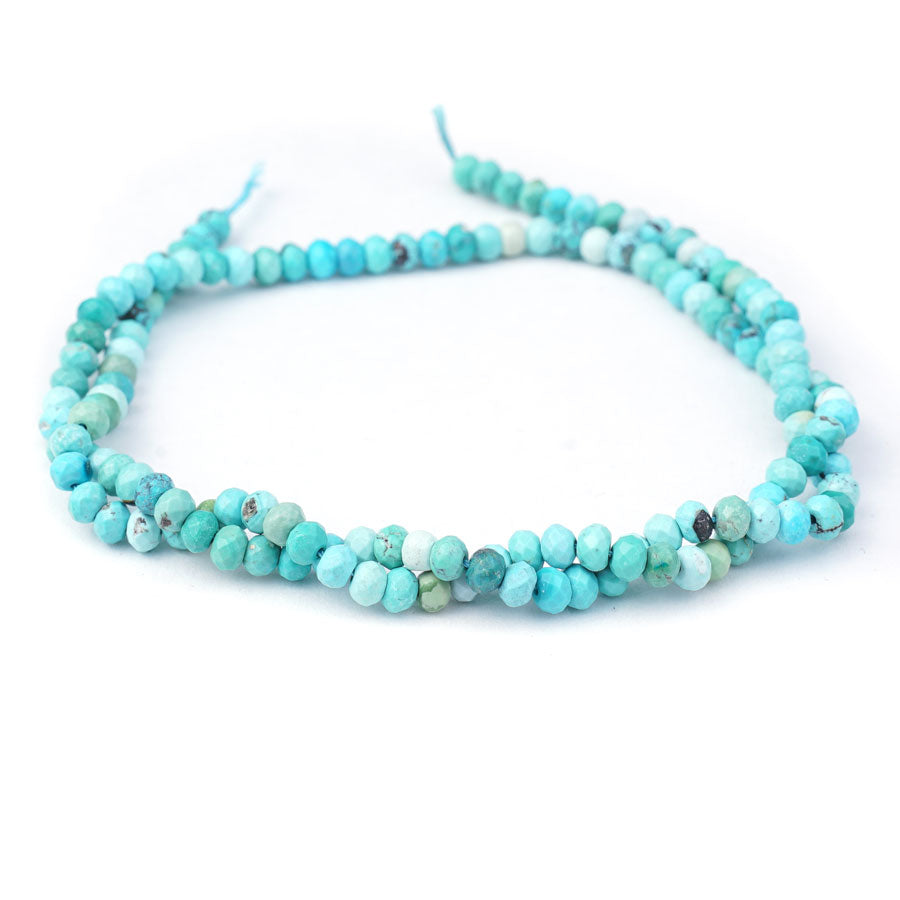 Hubei Turquoise 3X4mm Light Blue Rondelle Faceted AA Grade - 15-16 Inch - Goody Beads