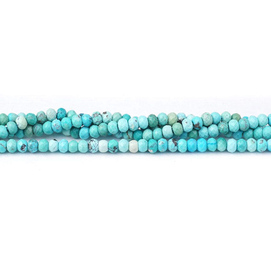 Hubei Turquoise 3X4mm Light Blue Rondelle Faceted AA Grade - 15-16 Inch - Goody Beads